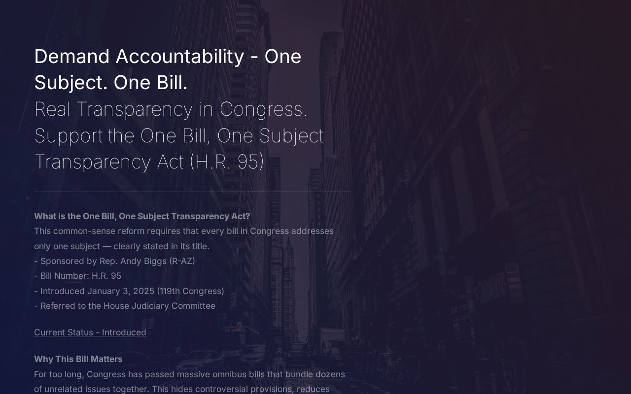 One Subject One Bill (H.R. 95)